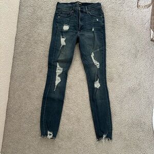 Express Dark Blue Distressed Skinny Jeans